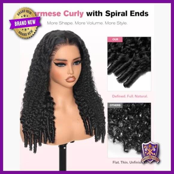 13x6 Glueless Human Hair Wig Pre Plucked Lace Front Spiral Curly main image 4